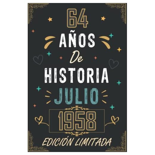 CUADERNO, 64 AÑOS DE HISTORIA JULIO 1958 EDICIÓN LIMITADA: Regalo de 64 cumpleaños para mujeres y hombres, ideas de 64 cumpleaños... un cumpleaños... ... regalo de 64 cumpleaños para él/ella.