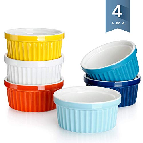 Sweese 502.002 Porcelain Souffle Dishes, Ramekins - 4 Ounce for Souffle, Creme Brulee