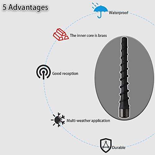 Black Spiral Bending Antenna, 7.7 Inch Car Spiral Antenna, Carbon Fiber Antenna Toppers Rubber Antenna Universal For F150 Wrangler Gmc Chevy Jeep #TOP4