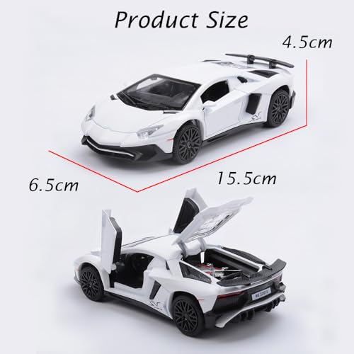 Modelo de coche de juguete Lambo Aventador blanco 1:32 miniatura 4