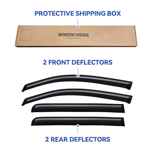 Image of Window Visors Rain Guards for 2017-2025 Honda Ridgeline, Out-Channel Window Vent Wind Deflectors Visors Shades for 17-25 Honda Ridgeline