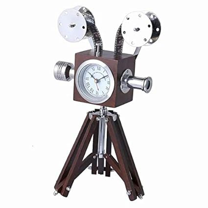Vintage Clock Retro Projector On Wood Tripod Stand Studio Projector Home & Office Decor