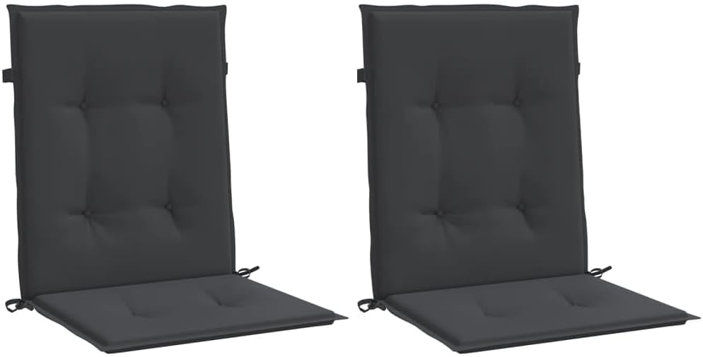 Lowback Chair Cushion Set of 2 Black Oxford Fabric, 19.7 x 39.4 Inch Lowback Chair Cushions with Removable Cover for Patio and Garden