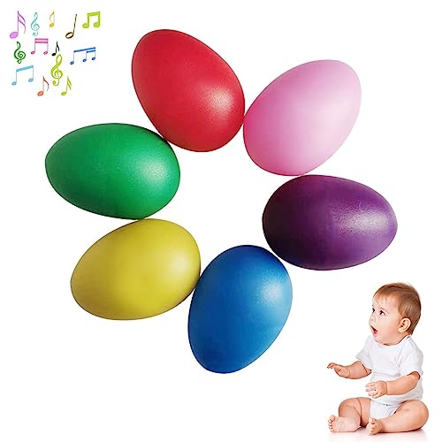 Eier Maracas Eier Shaker Set,Musikinstrument Egg Shaker,Schütteleier für Kinder,für Musikalische Früherziehung Party Klassenzimmerzubehör Musikinstrument für Babys und Kleinkinder Spielgeräte(6 Stück)