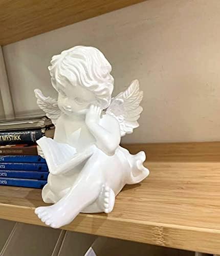 Miniatura 6 de Estatua de ángel de lectura de 6.5 pulgadas, estatua de ángel de lectura para estantes de libros, estatuilla de ángeles de ángeles para decoración