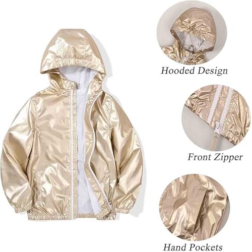 Image of SUNDAY ROSE Girls Windbreaker Jackets Lightweight Water Resistant Coat Outwear with Hooded for Kids