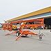Trailer-Mounted Articulating Boom Lift, Portable Towable Aerial Work Platform,Heavy Duty Man Lift with Anti-Sway Design for Industrial Maintenance, Warehouse Shelving, Airport Upkeep Power Line Repair