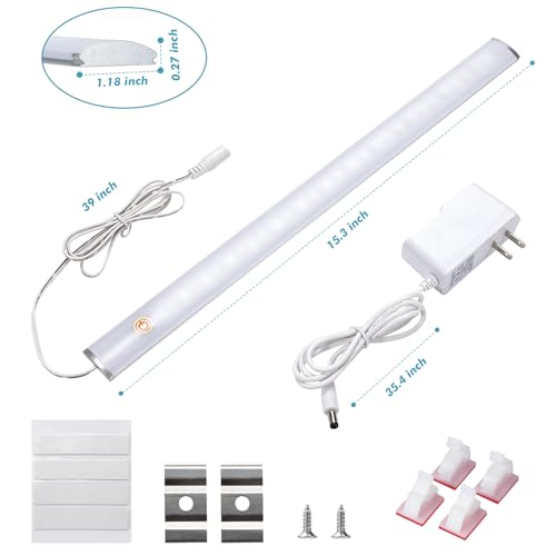 Image of LED Under Cabinet Lighting with Touch Switch, Dimmable Under Cabinet Lights, Under Counter Lighting for Desk, Cold White 6000K