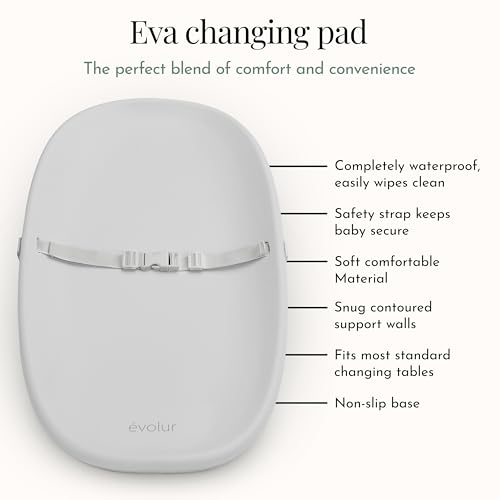 Image of Evolur Eva Changing Pad, Waterproof EVA Foam, Safety Strap, White