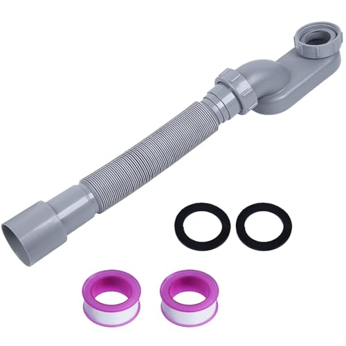 Low Profile 1-1/2" P-Trap, Flexible Bathtub Drain Pipe, Space-Saving