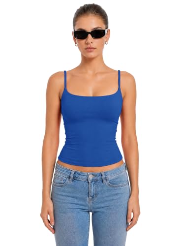 Women Tank Tops Y2k Summer Black Going Out Black Sexy Square Neck Basic Cami Shirt Cute Tops Trendy Sleevess Beach Vacation Clothes (SapphireBlue,L) — view 4