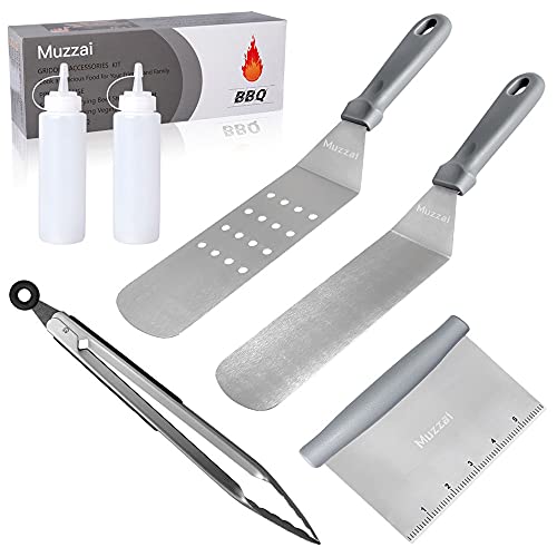 Muzzai Griddle Accessories,Flat Top Grill Accessories,for Outdoor Camping Accessories and BBQ Tool Set,Stainless Steel Teppanyaki Blackstone Accessories