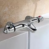 Deux prises Winstead Robinet mitigeur thermostatique pour baignoire/douche en laiton massif, dispositif anti-brûlure, facile à installer