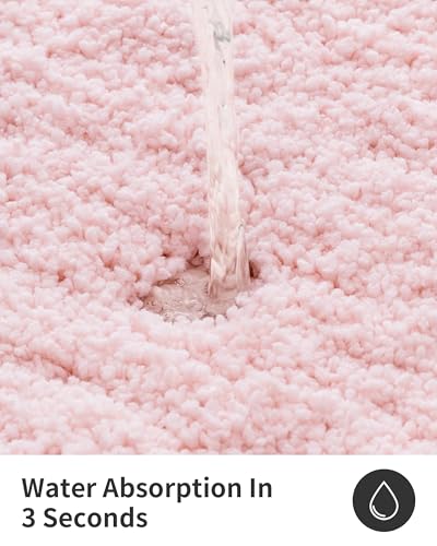 Image of Shaggy Polyester Microfiber Round Rug Carpet for Living Room | Ultra Soft Fluffy Plush Area Rug | Anti-Skid Non-Slip Backing | Washable Carpet for Bedroom- (2x2 feet, Ring Pink, Round)