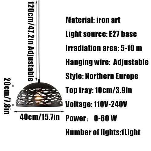Source lumineuse E27 en suspension industrielle fer noir