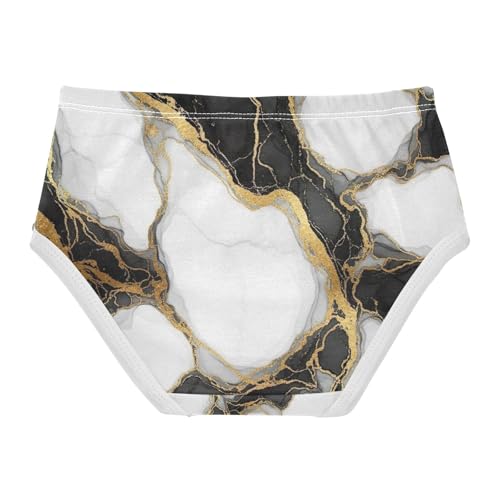 Marble Black White Girls Underwear, Toddler Panties, Cotton Underwear for Girls, 2–8 Years2