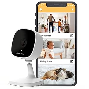 Indoor 1080P FHD WiFi Security Bullet Camera – AlfredCam, Plug-in Baby/Pet Monitor-Night Vision, Wide-Angle View, Continuous Recording, Stick-On Mount, Works with 2.4G WiFi