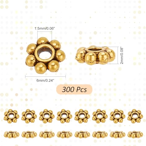 PH PandaHall 300PCS Tibetan Flower Spacer Beads - Image 2