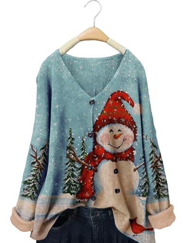Image of YESNO Women's Fall V-Neck Cardigan Sweaters Casual Graphic Oversized Open Front Button Down Long Sleeves Knit Tops SCV