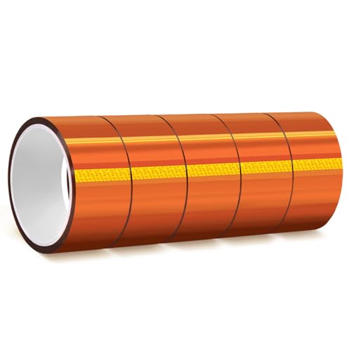 Image of QILIMA Polyimide Tape High Temperature Resistant, Heat Transfer & Sublimation Tape for Heat Press, Thermal Insulation, Industrial Sealing, 5 Pack 2inch x 33m(108ft)