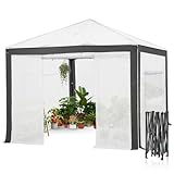 EAGLE PEAK 10x10 Portable Walk in Greenhouse with Polyester Reinforced Corners, Instant Pop up Indoor Outdoor Gardening Green House, Roll Up Zipper Entry Doors and Mesh Windows, Gray/White