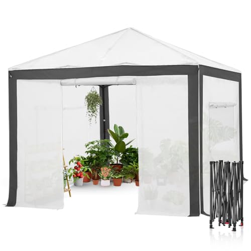 Image of EAGLE PEAK 10x10 Walk in Pop Up Greenhouse, Gray /White