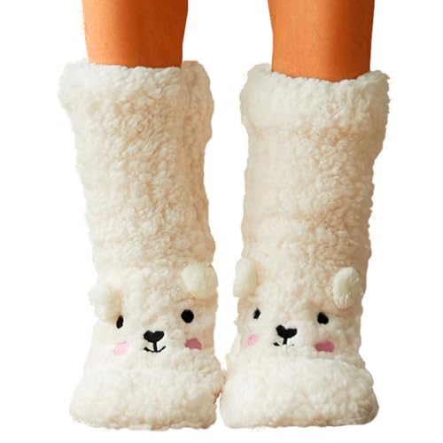 Image of Evankin Fuzzy Socks for Women Slipper Socks Fluffy Cute Animal Indoor | Fuzzy Socks for Women Slipper Socks,Fluffy Cute Animal Indoor Non-slip Slipper ,Mid-calf-socks Comfy Winter Gifts