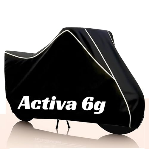 Image of Kayme Activa 6G Water Resistance Bike Cover Heavy Duty Premium Taffeta Motorcycle Cover | UV Protection, Dustproof, All Weather, Scratchproof, Two Wheeler Body Cover with Elastic Bottom (Black White)