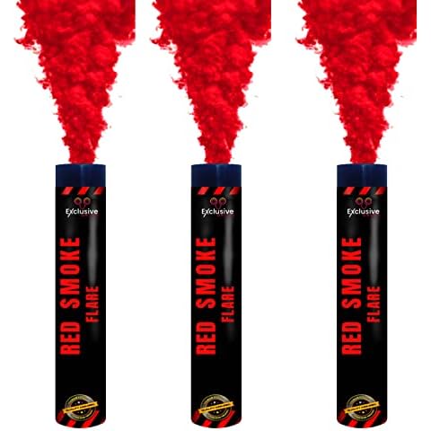 EXCLUSIVE ONLINE Smoke Grenades/Flares Pack of 3 for Paintball, Weddings, Photo-shoots & Special Effects Aprox 90 Second Duration (Red) Cover
