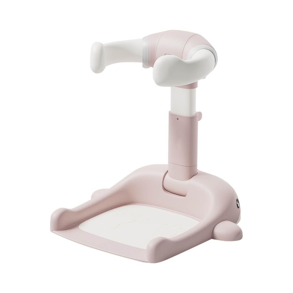 Baby Shower Stand Foldable Adjustable Height with Anti-Slip Base ABS Material Toddler Bath Support Promotes Healthy Posture Portable for Infants 8-36 Months Home Bath Helper (Pink)