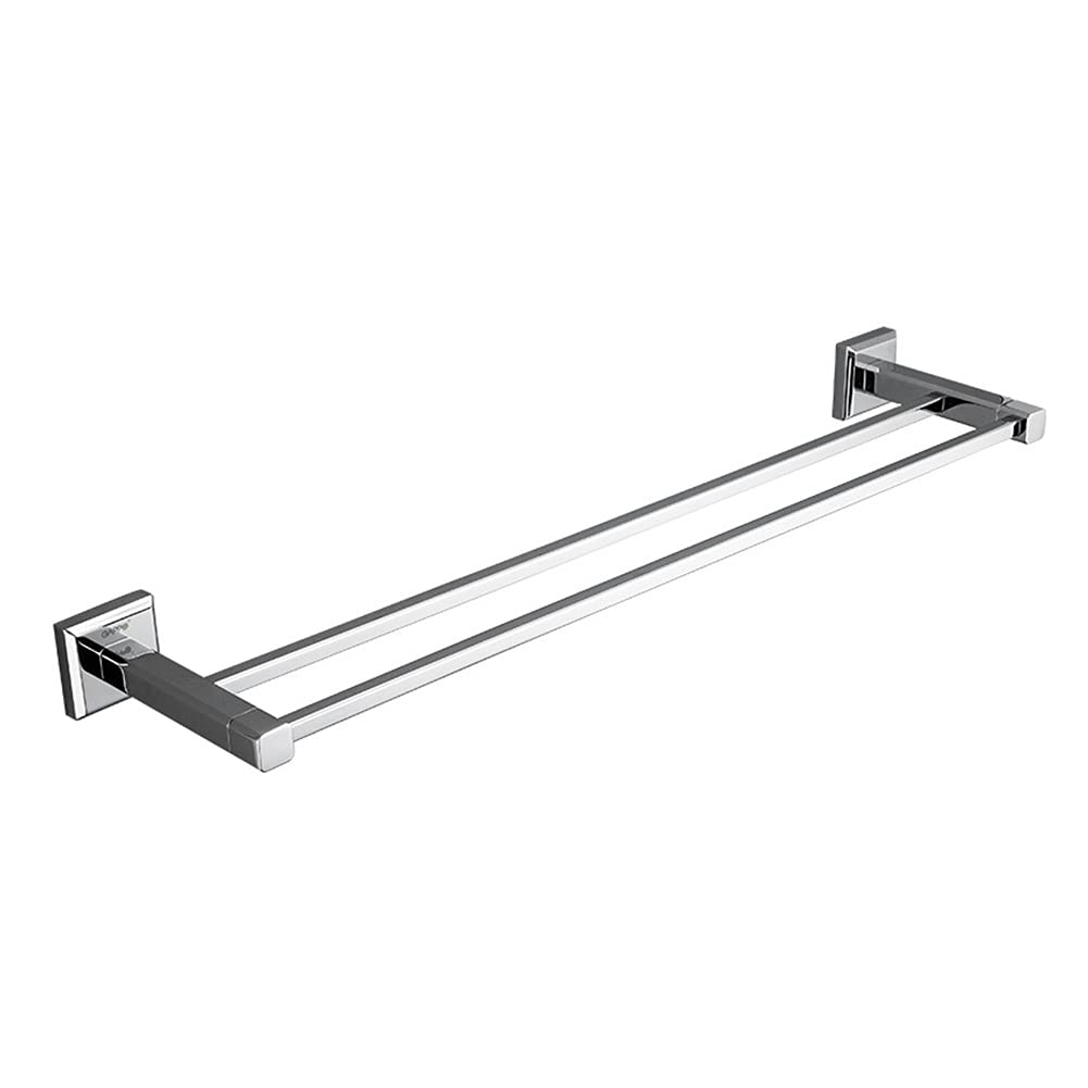 Toallero doble de latón cromado para baño y cocina con ganchos integrados