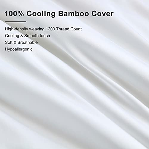 Sunyrisy Cooling Bamboo Comforter, Queen Size Lightweight Down Alternative Comforter Duvet Insert, 100% Bamboo Viscose Quilted + Microfiber Filling For Hot Sleepers Bedding Comforter, White #TOP4