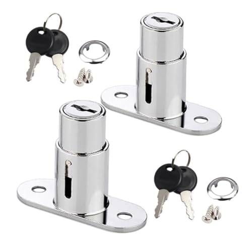 WANLIAN 2 pièces serrure à tiroir Serrure à piston Serrure pour porte coulissante,serrures à poussoir pour classeurs,portes de placard,serrures de porte...