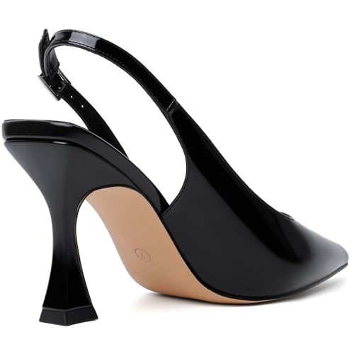 Susanny Slingback Kitten High Heels Elegant Dressy Black Pumps for Women Closed Pointy Toe Sexy Chunky Heels Wedding Bride Prom Party Shoes4
