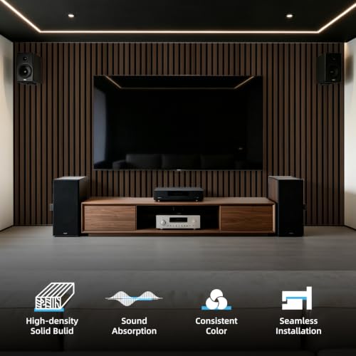 Image of Art3d 6-Piece Wood Acoustic Panels for Noise Reduction, 3D Textured Wall Paneling for Living Room Bedroom TV Background Interior Decor, Walnut