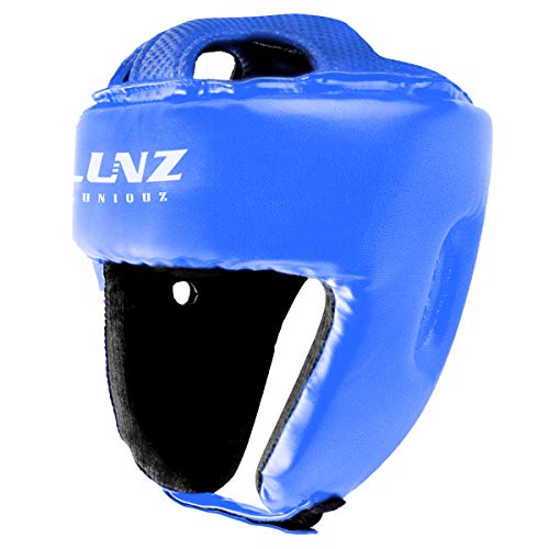 Luniquz Boxing Headgear for Kids Junior Headguard Helmet for MMA Sparring Karate Taekwondo, M Blue