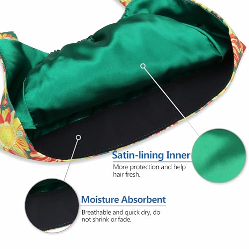 Image of Adjustable Scrub Cap with Button, Satin-Lined Cotton Scrub Hat Sweatband, Elastic Working Hat Unisex, One Size