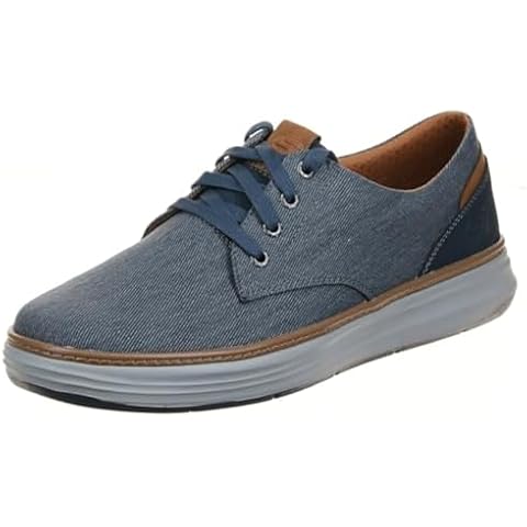 Skechers Mens Moreno Canvas Oxford Shoe, Blue Cover