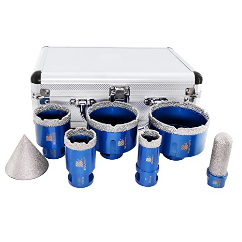Brschnitt Diamond Drill Bits Kit For Porcelain Porcelain Tile Ceramic Marble Brick Concrete Vacuum Brazed Hole Saw (25/35/45/65/75Mm+20Mm Finger Bits+50Mm Beveling Chamfer Bit) #TOP8