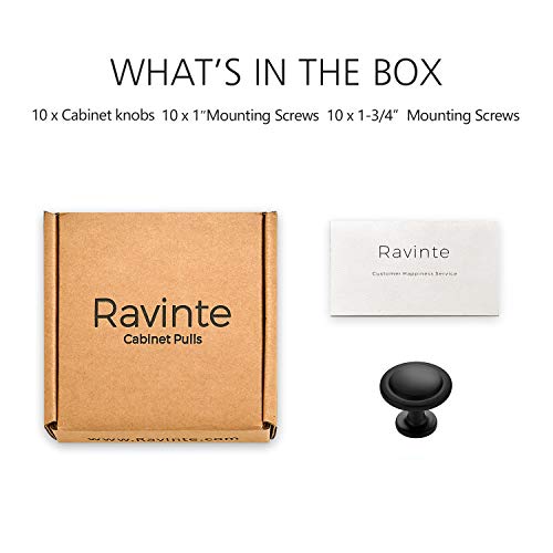 Ravinte 10 Pack 1-1/4 Inch Kitchen Cabinet Knobs Drawer Knobs Dresser Knobs Matte Black Zinc Knobs Drawer Pulls Door Knobs Dresser Drawer Handles Knobs For Dresser Drawers #TOP6