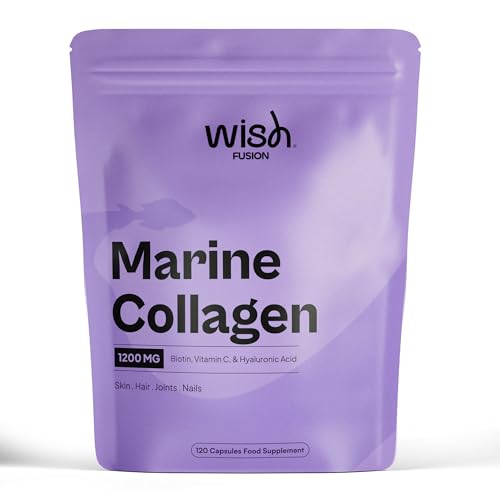 Marine Collagen Supplements for Women 100% Pure with Biotin, Vitamin C and Hyaluronic Acid for Hair, Skin and Nails Vitamins, Marine Collagen Capsules to Support Joints, 120 Capsules