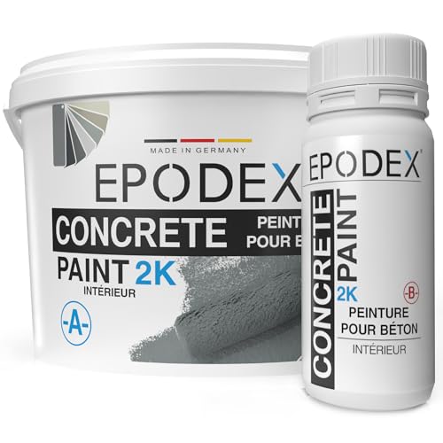 EPODEX PEINTURE BÉTON 2K - Résine époxy sol, Peinture sol garage - Imperméable - Sous-sol, garage, atelier - Utilisation intérieure et extérieure couverte - 1,8kg (7m² pour 2 couches)