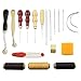Produktbild RoseFlower 14 Stück Leder Werkzeuge Set, Nähsets Lederbearbeitungs-Set Leder Fertigkeit Handnähen Zubehör zum Nähwerkzeuge Schneiden Nähen Schnitzen Stanzen Lochen - Leather Craft Tool Ledernähset