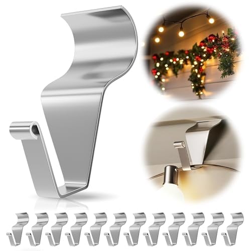 MIUKAA No Hole Vinyl Siding Hooks (12-Pack), Sturdy Hooks for Hanging Outdoor Decor, House Hanger for String Lights & Wreath