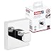 Price comparison product image tesa DELUXXE Towel Hook - Self-Adhesive Wall Hook in Stainless-Steel Design - Wall-Mounted Hand Towel Hook - Waterproof, incl. Power.Kit Adhesive Solution - 39 mm x 50 mm x 50 mm