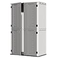 ZZM 67 Cuft Vertical Outdoor Storage Shed Diamond Texture Resin Outdoor Cabinet, 4x6 Sheds FT for Garden, Patio, Backyard, All-Weather Plastic Storage Clearance, Lockable with Floor (Grey-White)