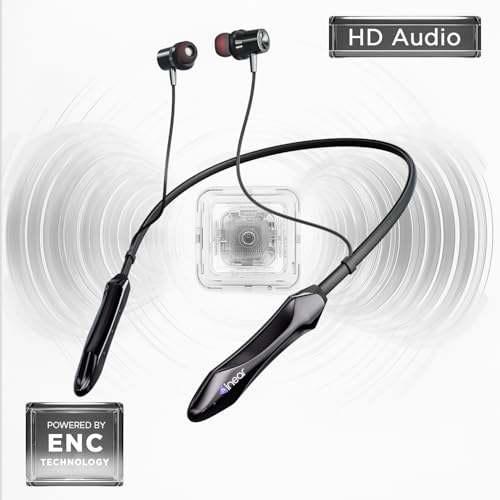 Image of inear DJ M7 Neckband Bluetooth Earphones | Upto 50H Playtime | Magnetic On /Off, ENC for Clear Calls | Water & Dust Resistant, Deep Bass | Fast Charging, Wireless Earphones for Music & Calls | Black