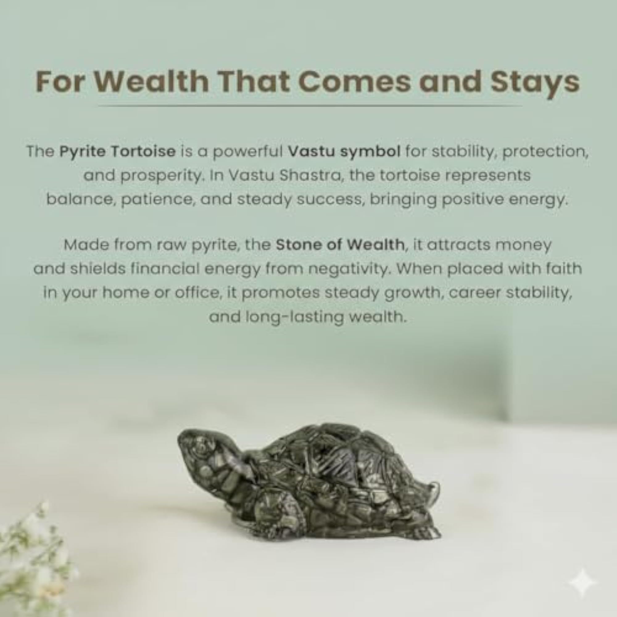 Bhakti Natural Pyrite Tortoise for Good Luck & Wealth