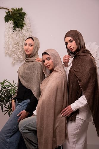 Mila Egyptian Thai Scarf for Women - Classy Gift for Special Occassions - Luxurious Fabric - Women's Hijab - Size (65x200) cm - طرحة قطن شاش تايلاندي مصري - حجاب (Light Cafe)