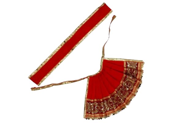 Navratri Special, MATA Rani Vastra, Devi MATA Poshak, Made of Silk Cloth.. Dress Size: Lehenga- 5 Inch.12.5 cm RED